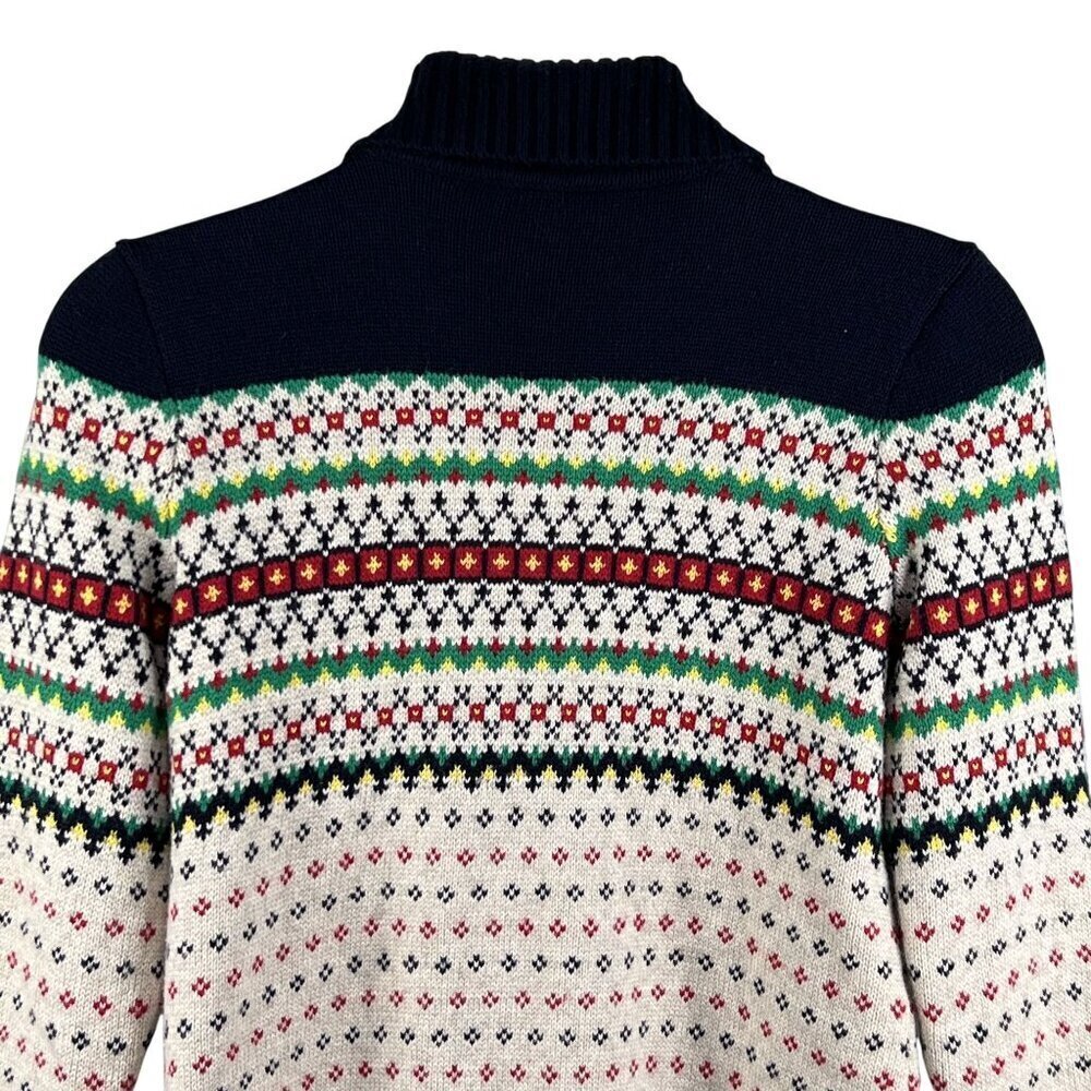 Talbots Womens L Fair Isle Shawl Collar Cardigan Sweater Soft Cozy Cotton Blend - Picture 9 of 16